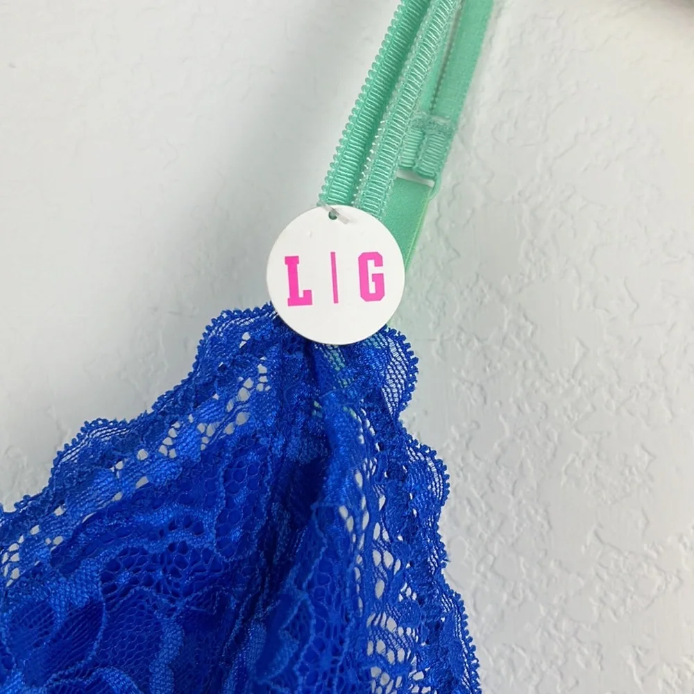 Pink Victoria’s Secret Lace Bra Blue and Teal Size Large New withTags - Picture 2 of 6